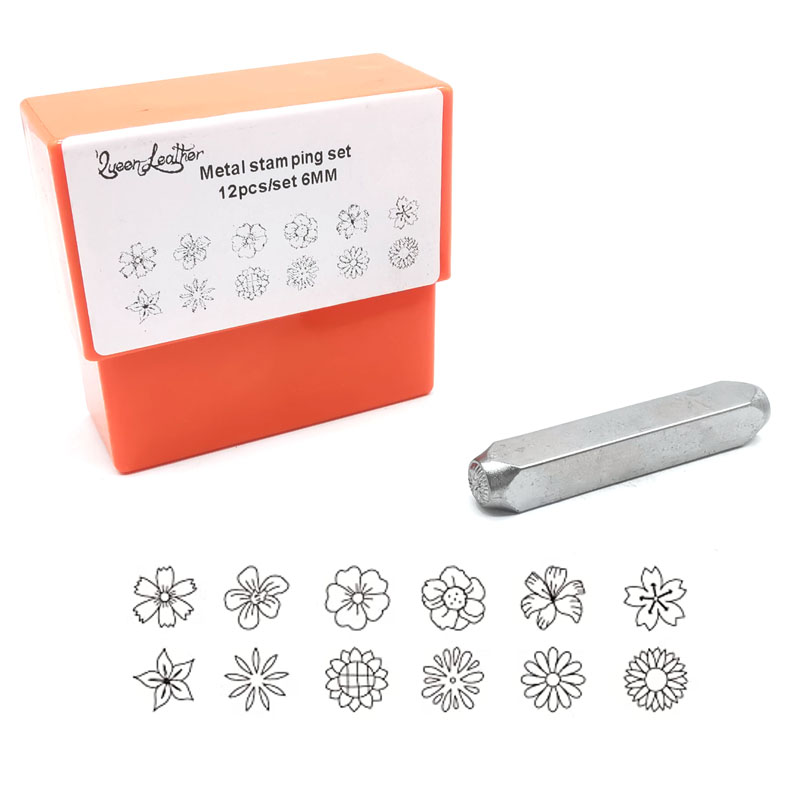 Leather Stamp Set - Set Cap Logam Pola Bunga 6Mm
