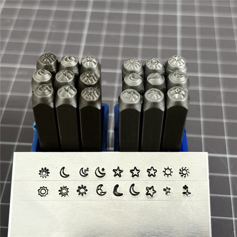 Leather Stamp Set - 9 buah/Set Logo desain bintang bulan